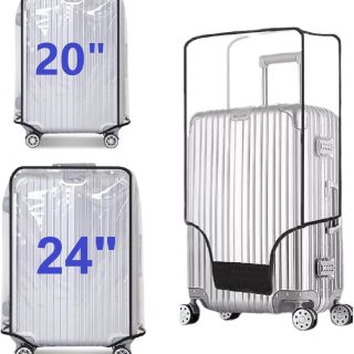 2pcs Clear PVC Suitcase Covers Protectors Transparent Luggage Cover Waterproof Wheeled Suitcase Dust Cover Dustproof Travel Luggage Sleeve Protector 20"+24"(2PCS)
