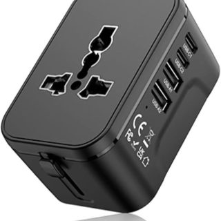 Universal Travel Adapter Worldwide, European Travel Plug Adapter with 2 USB C, 2 USB A and Multi AC Outlets, International Power Adaptor for EU US UK AUS 200+ Countries, Travel Essentials